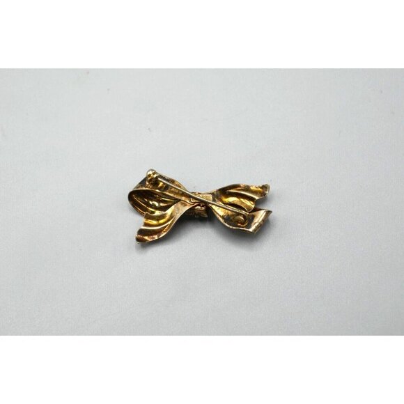 Sterling Silver Bow Brooch w Green Gem Bond Boyd Sterling Stamp 1.5" 3.6g - Picture 6 of 10